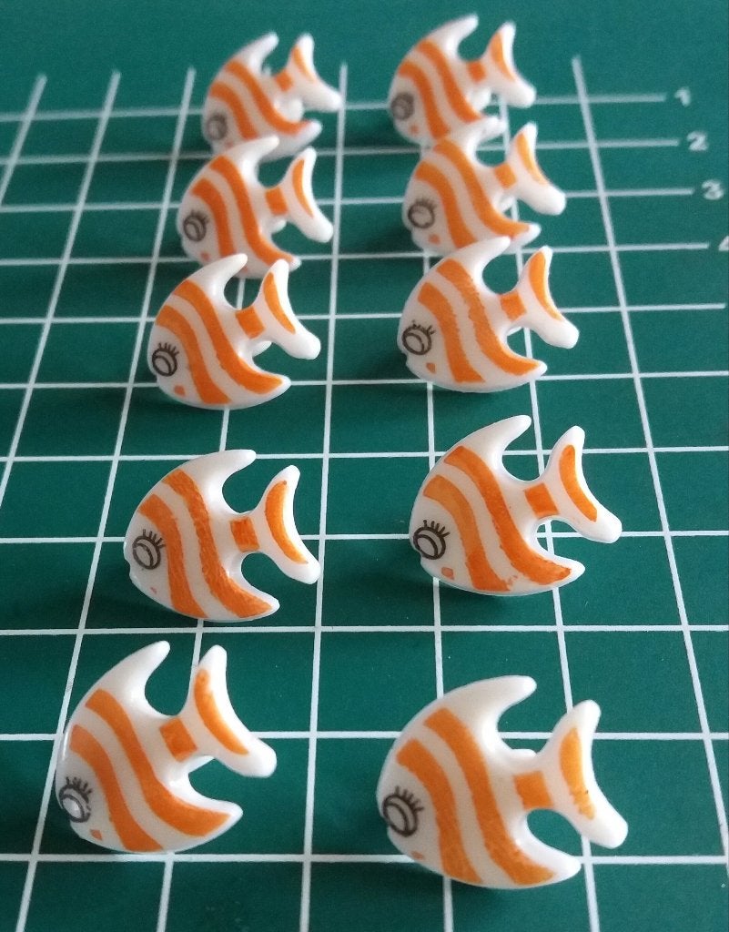 Vissen knopen 18x15mm - Oranje, Geel, Paars - NIEUW, Onbekend, Nieuw, Ophalen of Verzenden, Onbekend