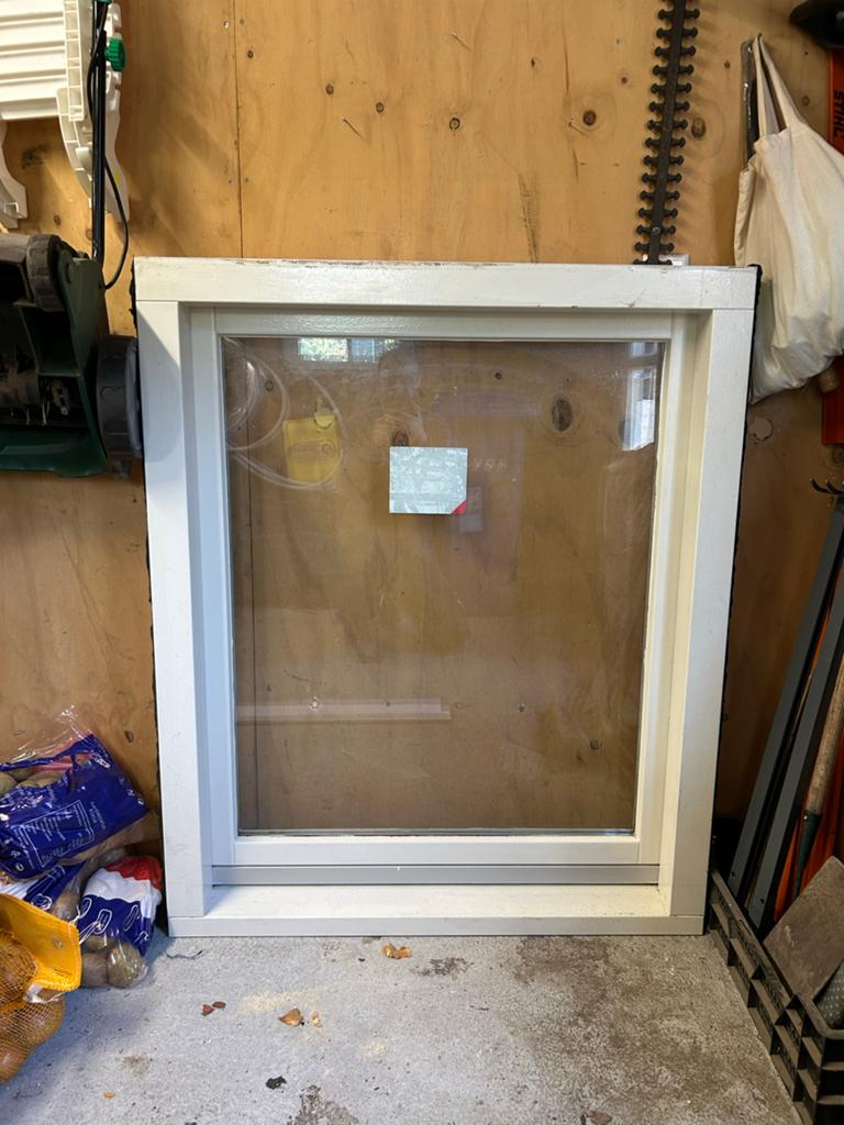 Hardhouten kozijnen met dubbel glas, Doe-het-zelf en Verbouw, Glas en Ramen, Ophalen, Gevelraam of Ruit, Gebruikt, 80 tot 120 cm