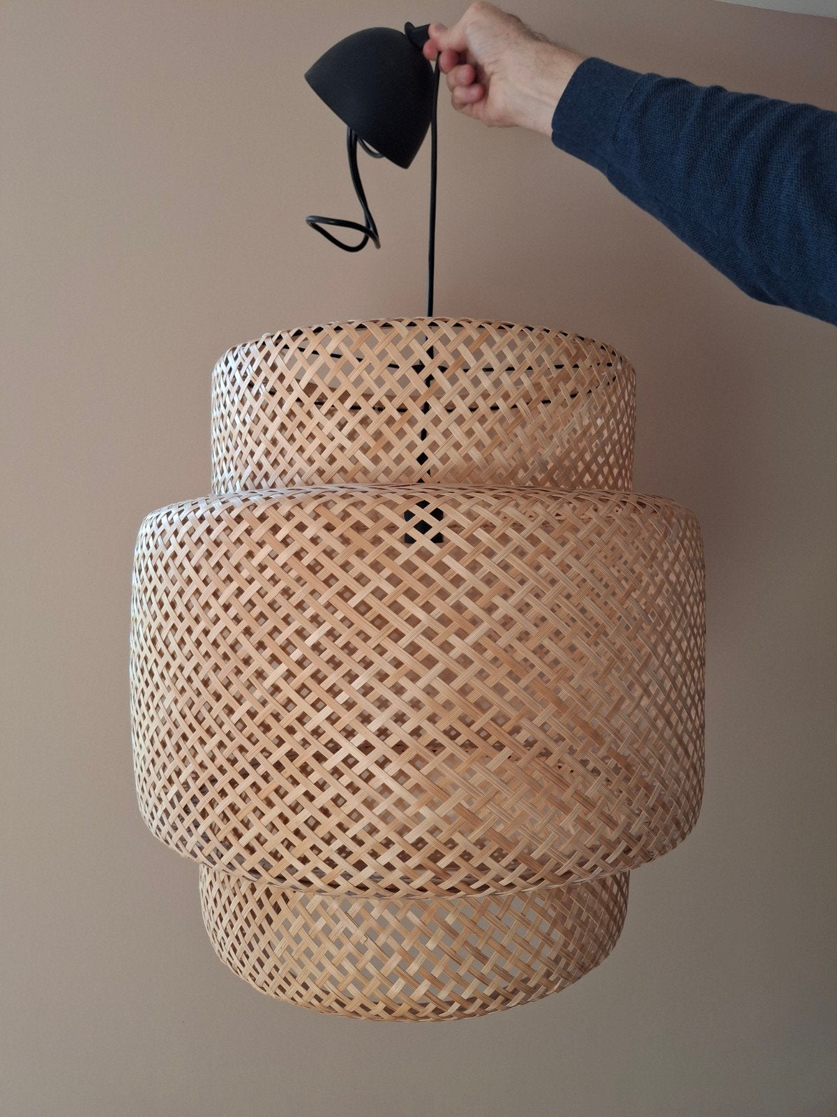 Nieuwe Bamboe Hanglamp - Hoogte 53 cm, Diameter 50 cm, Huis en Inrichting, Ophalen of Verzenden, Nieuw, Natuurlijk materiaal