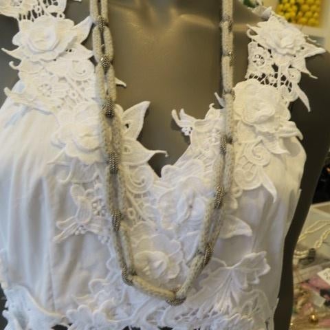 Speciale ketting gebreid met strass 88 cm, Sieraden, Tassen en Uiterlijk, Kettingen, Overige materialen, Nieuw, Ophalen of Verzenden