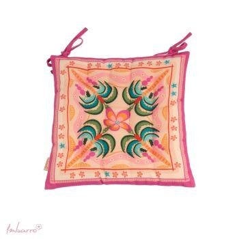 Roze zitkussen met bloemenprint en bevestigingsbandjes, Overige merken, Vierkant, Nieuw, Ophalen of Verzenden