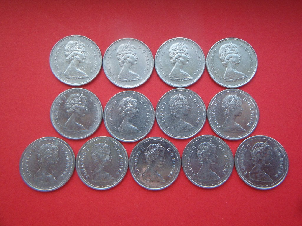 Canada setje munten 25 Cent 1974 t/m 1989., Verzenden, Noord-Amerika, Setje