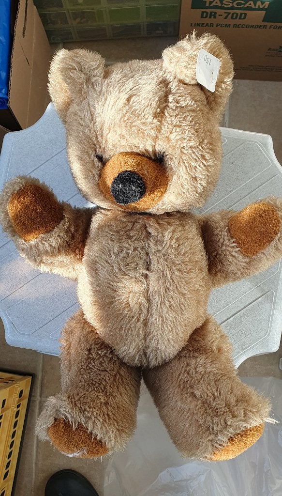 Vintage Teddy beer 40 cm met houten schijven., Ophalen of Verzenden, Gebruikt, Stoffen beer, Overige merken