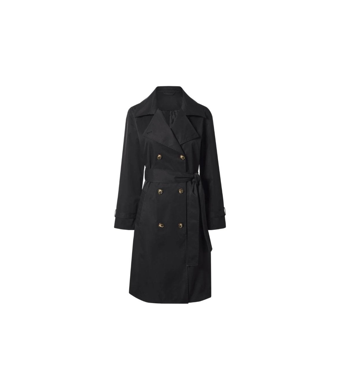 Zwarte Dames Trenchcoat met Dubbele Knoopsluiting en Strikce, Verzenden, Nieuw, Maat 36 (S), Zwart