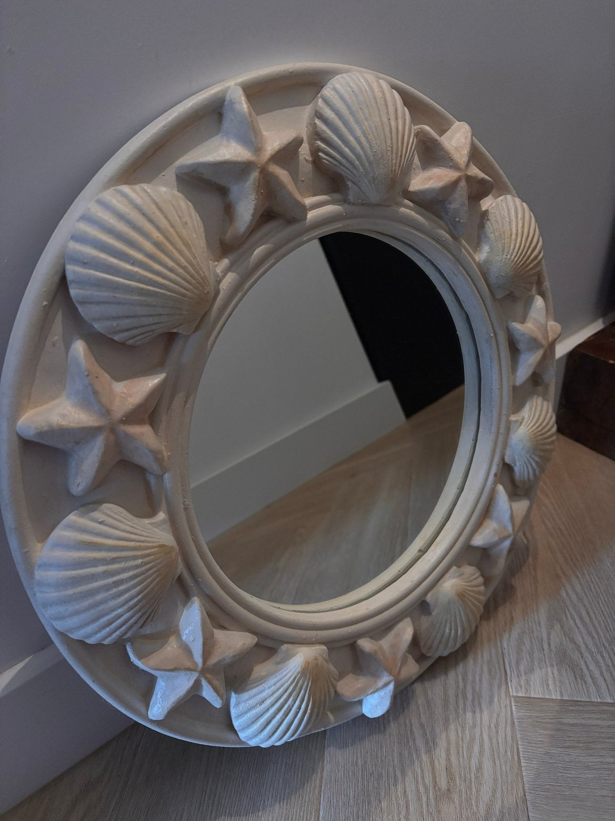 Decoratieve ronde  spiegel met schelpen en zeesterren, Ophalen, Rond, Minder dan 50 cm, Minder dan 100 cm