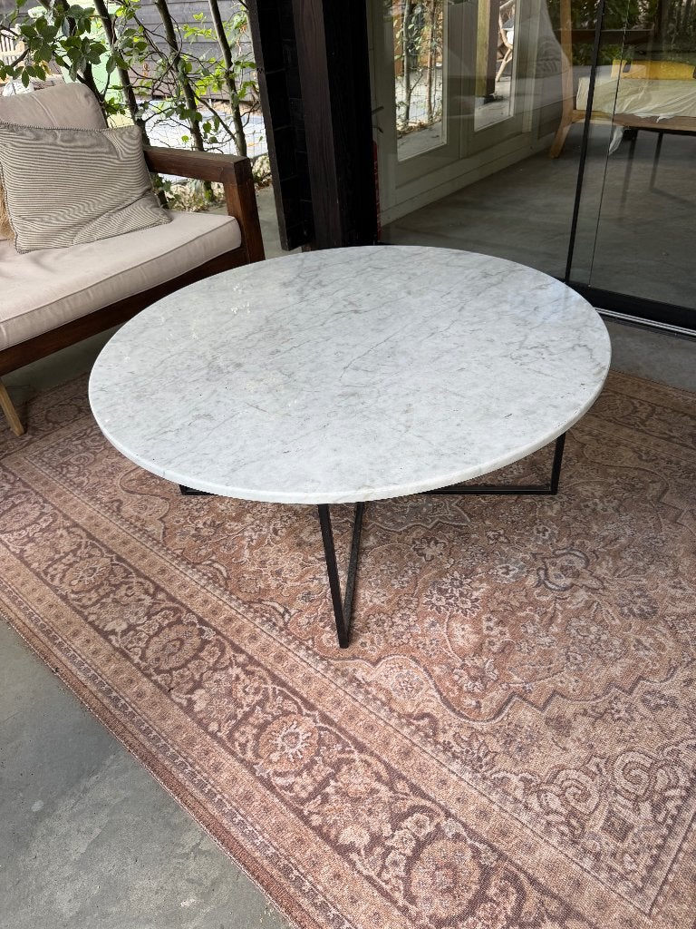 Carrara Bianco Marmeren salontafel 100cm, Ophalen, Overige materialen, 50 tot 100 cm, 50 tot 100 cm