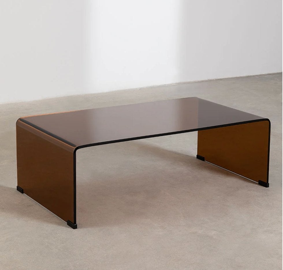 Glazen salontafel 110x55 cm – Amber glas - SKLUM, Ophalen, 100 tot 150 cm, 50 tot 100 cm, Glas