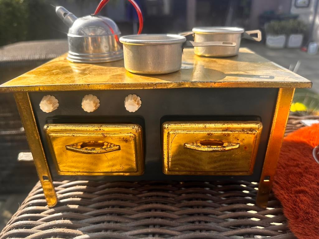 Vintage blikken speelgoed keukentje met accessoires retro, Ophalen of Verzenden