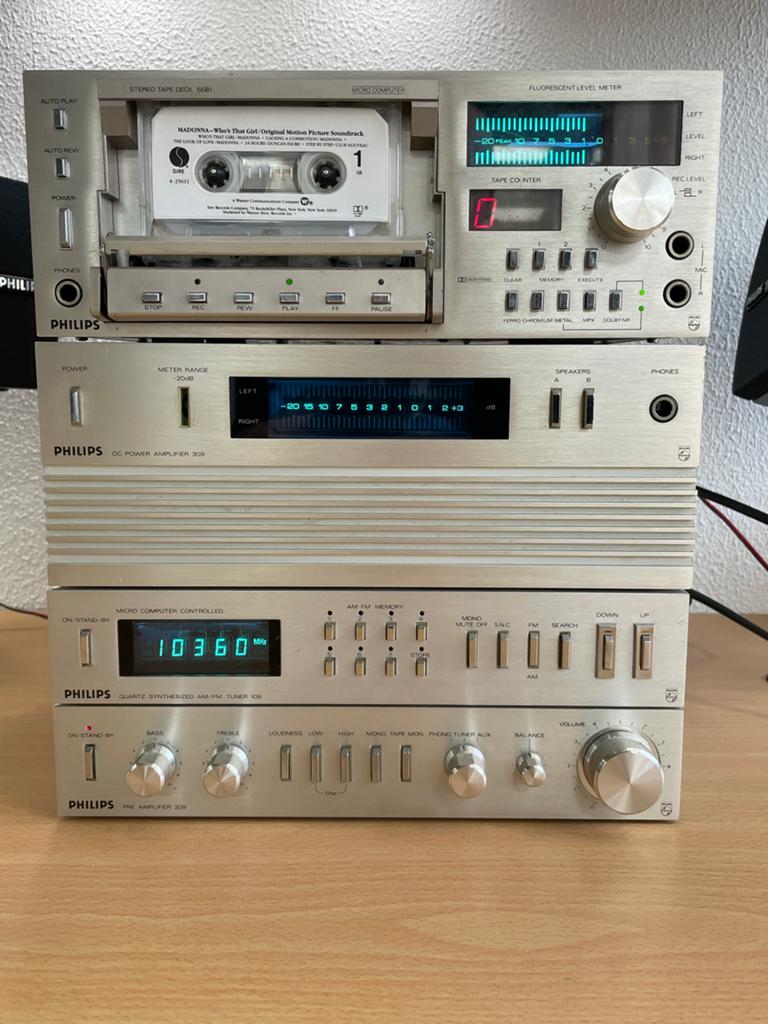 Vintage Philips stereoset 109 209 309 met casettedeck 5581, Audio, Tv en Foto, Stereo-sets, Ophalen, Gebruikt, Nvt, Microset