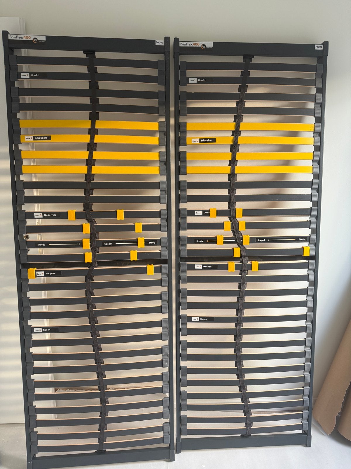 2x Beter Bed Bossflex 400 lattenbodem 70x200 cm, Verstelbaar, 70 cm of minder, Zwart, Tweepersoons