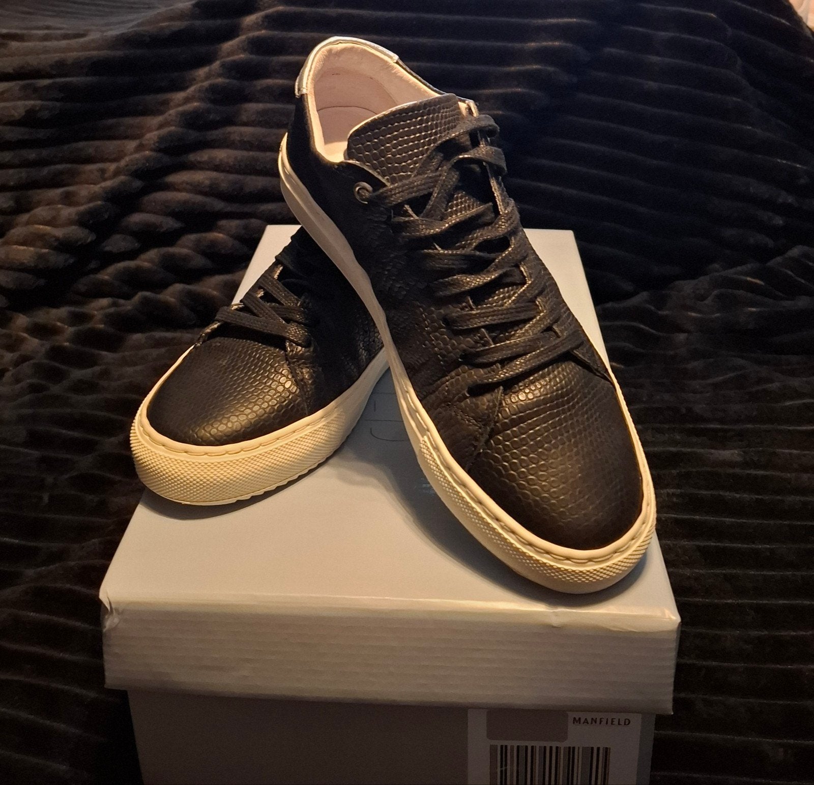Manfield leren sneakers maat 36, Zwart, Ophalen of Verzenden, Manfield, Sneakers of Gympen