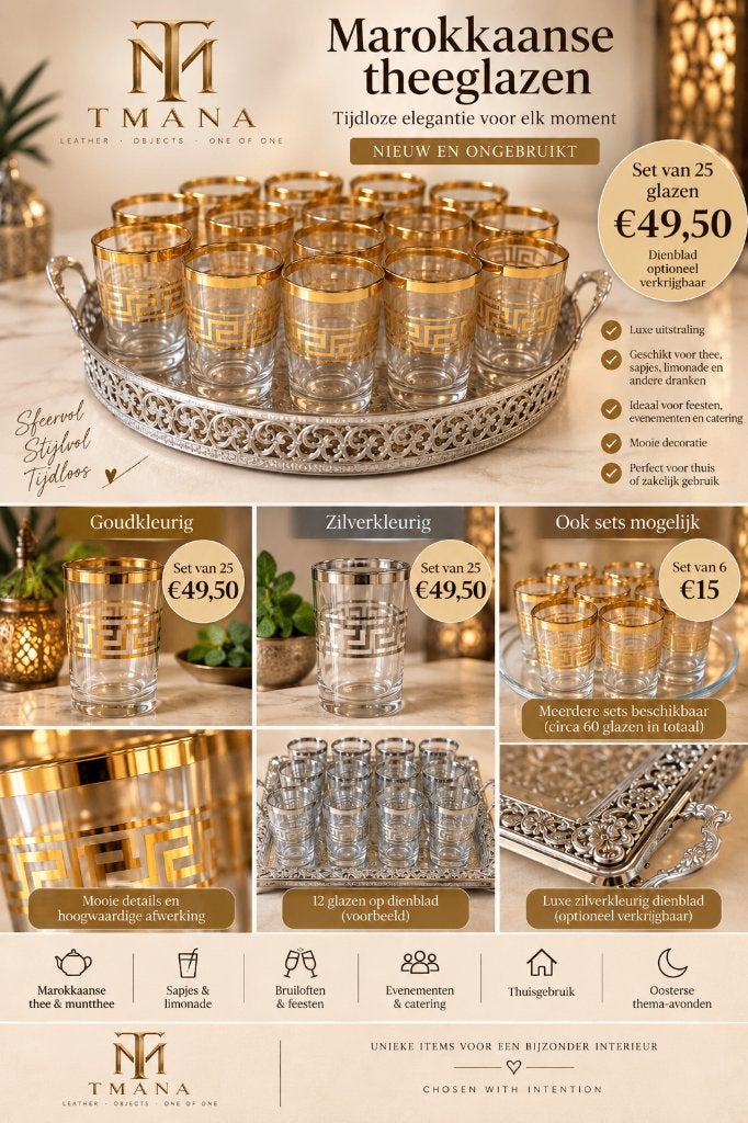 Luxe Oosterse theeglazen goud & zilver – set van 25 | events, Ophalen, Glas of Glazen, Nieuw, Glas