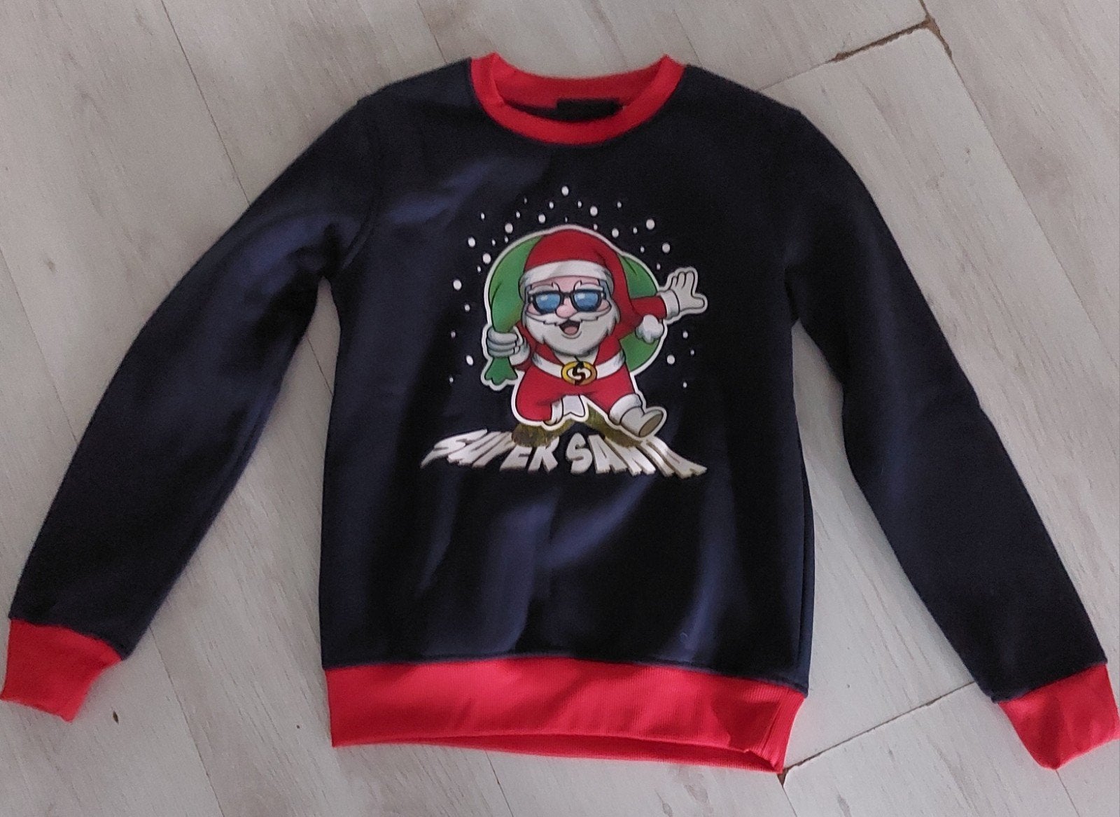 Kersttrui maat 152 met Super Santa print, Kinderen en Baby's, Kinderkleding | Maat 152, Jongen of Meisje, Trui of Vest, Ophalen of Verzenden
