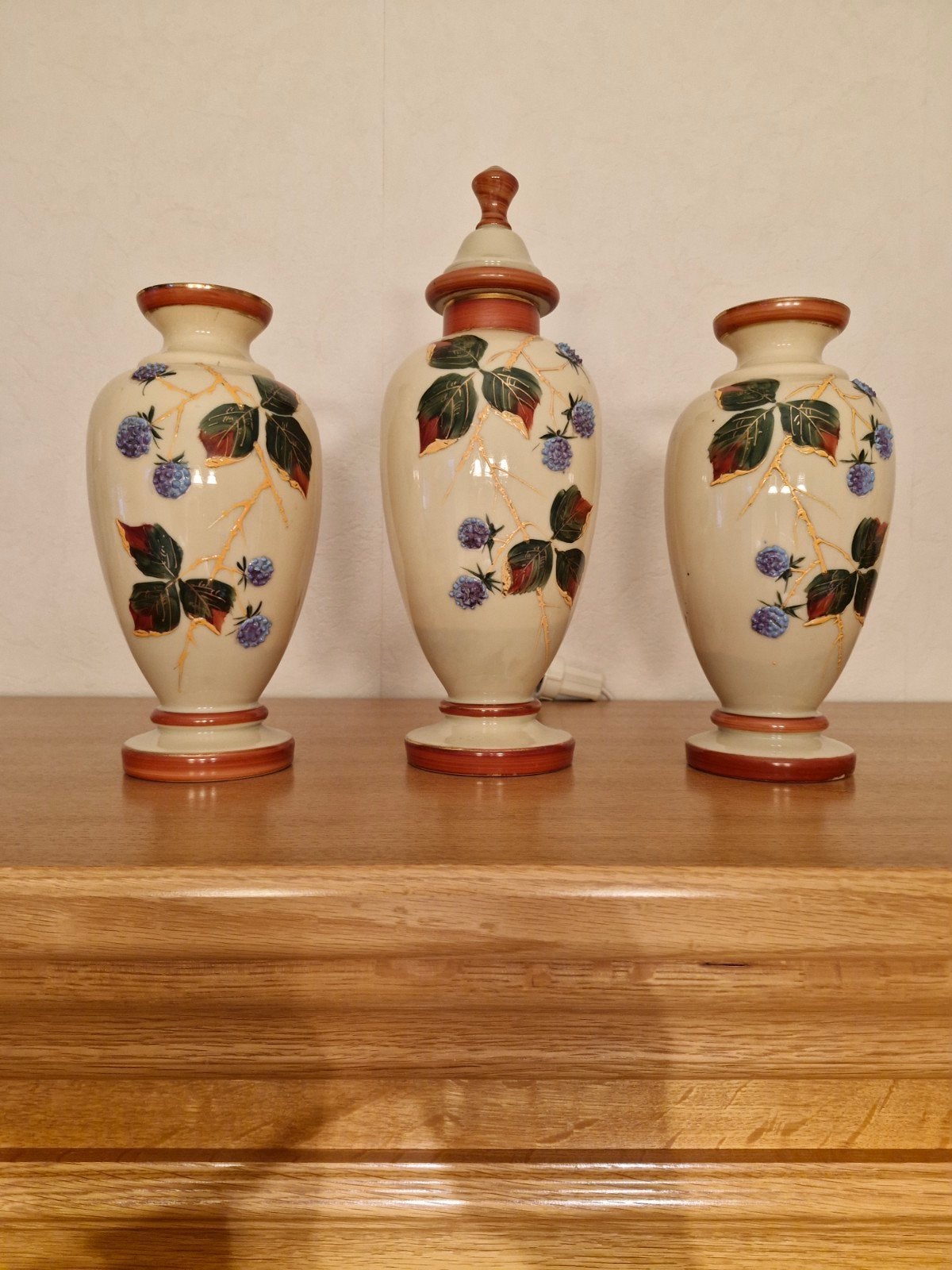 Set van 3 decoratieve vazen met bessenmotief, Ophalen of Verzenden