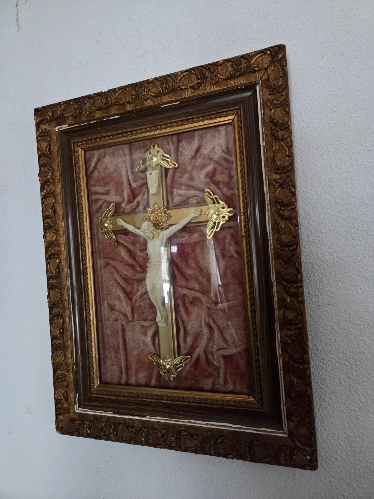 Ingelijst kruisbeeld, Antiek en Kunst, Ophalen of Verzenden