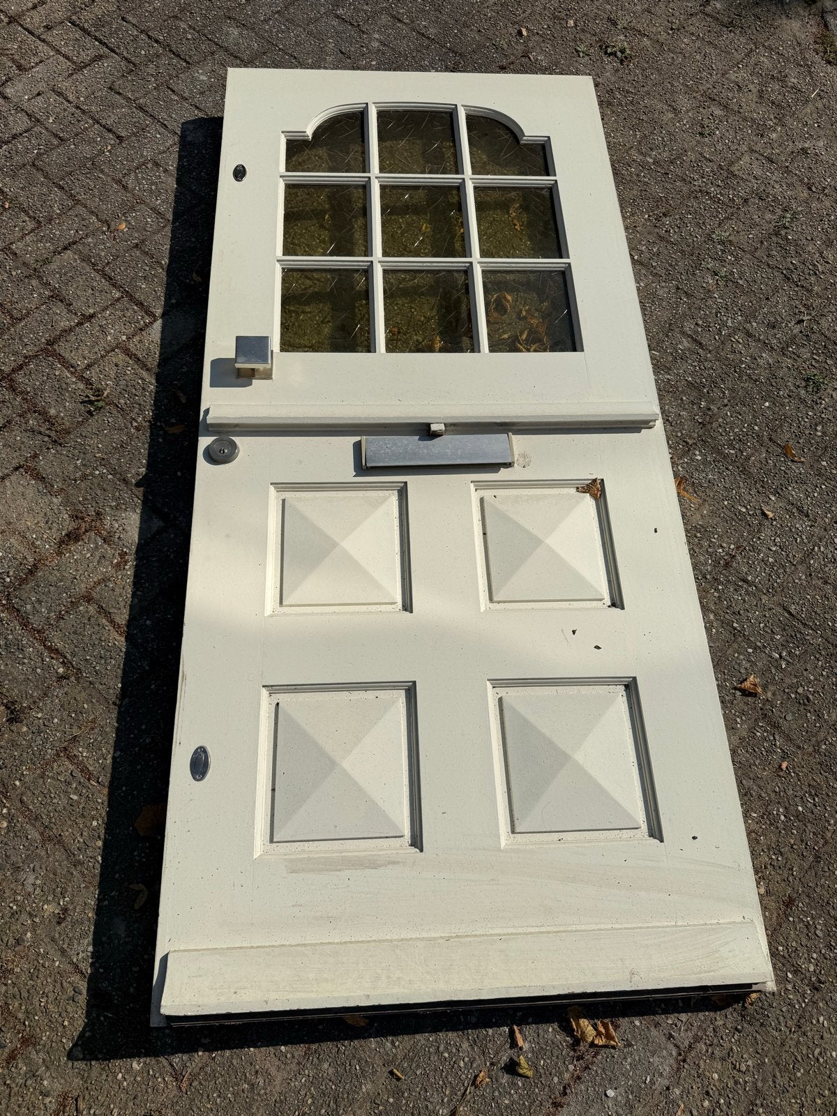Witte buitendeur met glas, 211x94cm, Ophalen, Gebruikt, 80 tot 100 cm, Buitendeur