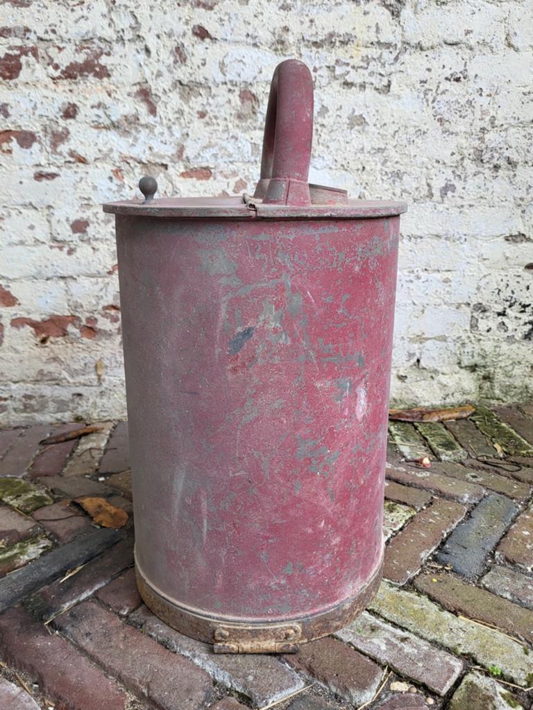 Brocante  / industriële Franse zinken ton  / vat / allegonda, Antiek en Kunst, Ophalen of Verzenden