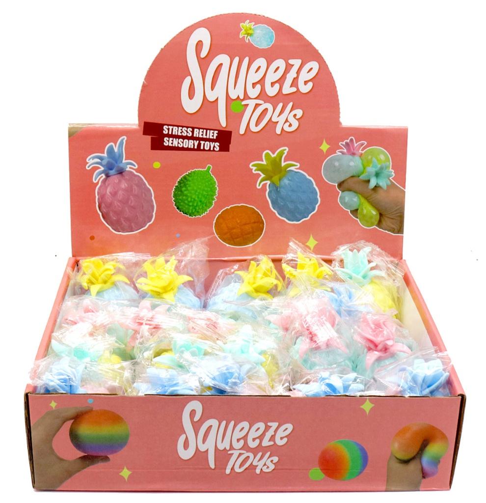 PARTIJ SQUEEZE TOYS 7CM ANANAS IN DISPLAY, Diversen, ., Nieuw, Ophalen of Verzenden, .