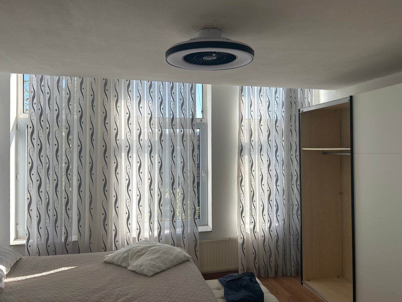 Lichte Vitrage met Modern Patroon, Vitrage, Gebruikt, Wit, Ophalen of Verzenden