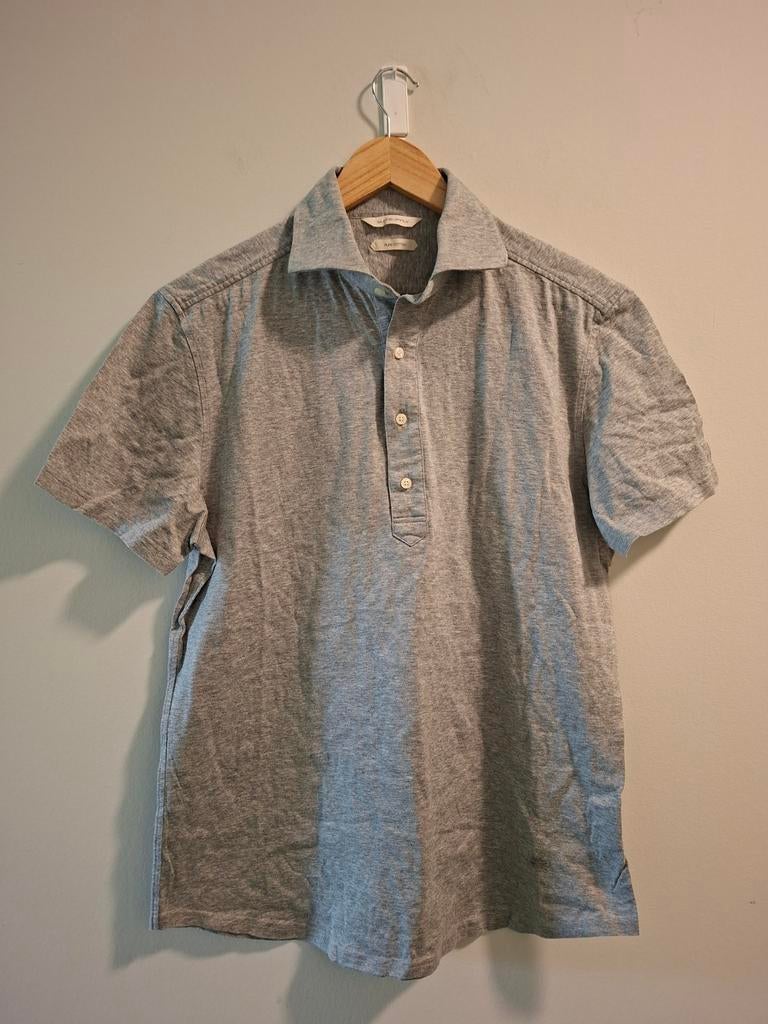 Suitsupply katoenen grijze polo maat 41/42, Kleding | Heren, Overhemden, Ophalen of Verzenden, Zo goed als nieuw, Grijs