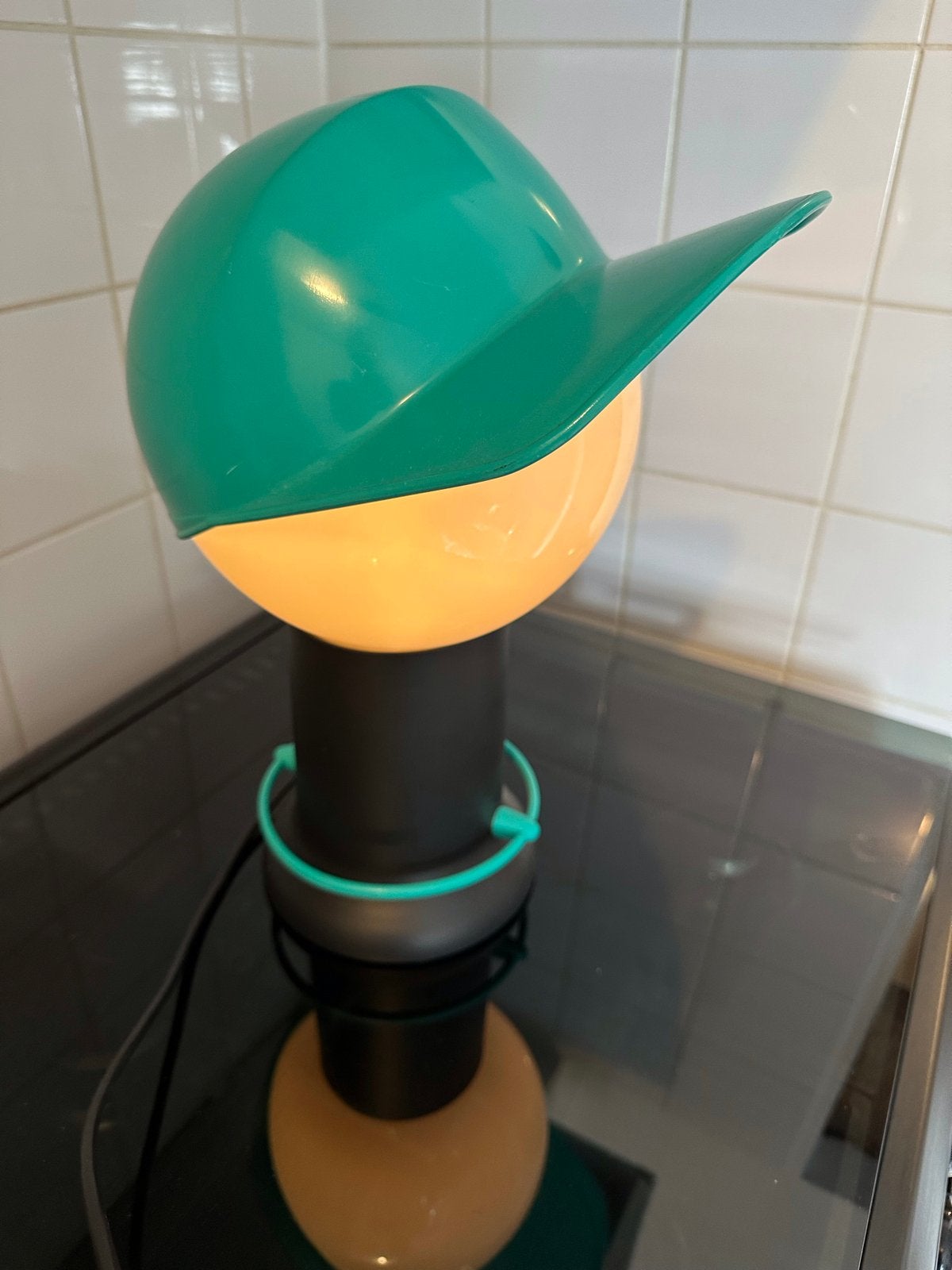 Bilumen Mod. Cap Tafellamp - Groen/Wit - Vintage Design, Ophalen, Dimbaar, Kunststof, Gebruikt