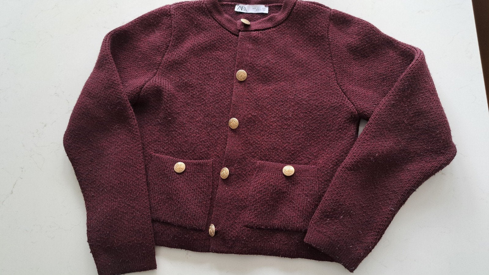 Zara bordeauxrood vest met gouden knopen, Kleding | Dames, Maat 38/40 (M), Zara, Ophalen of Verzenden, Gedragen