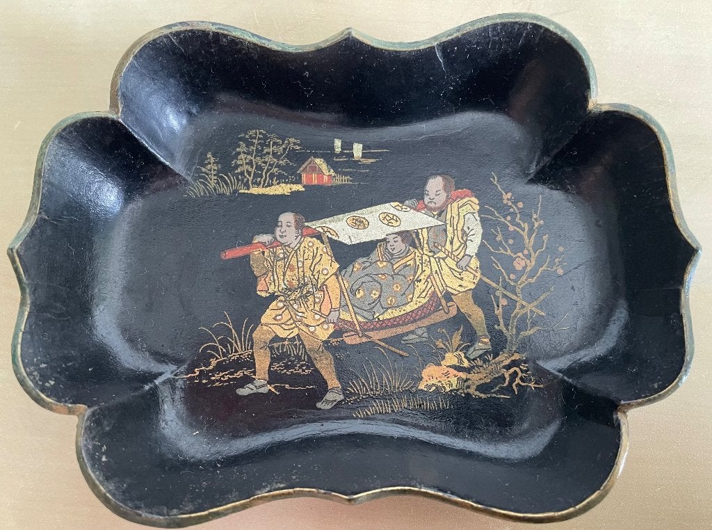 19e eeuws Japonisme papier-maché lak vide-poche, Antiek en Kunst, Verzenden