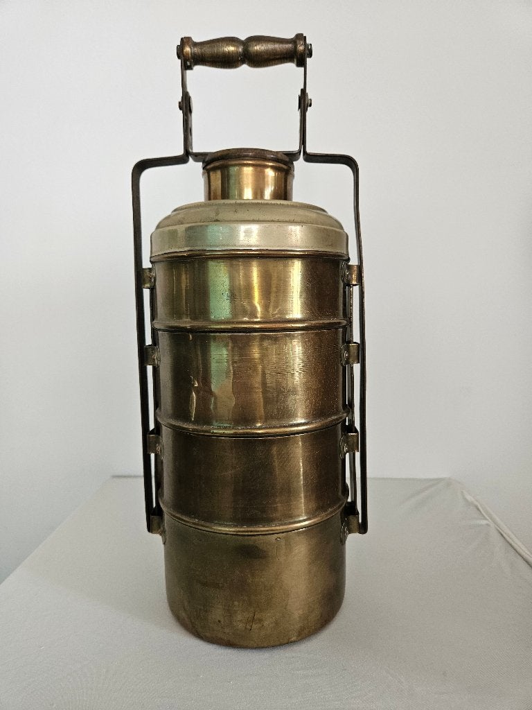 Antieke Koperen Tiffin Box - 39 cm hoog, Ophalen of Verzenden, Koper