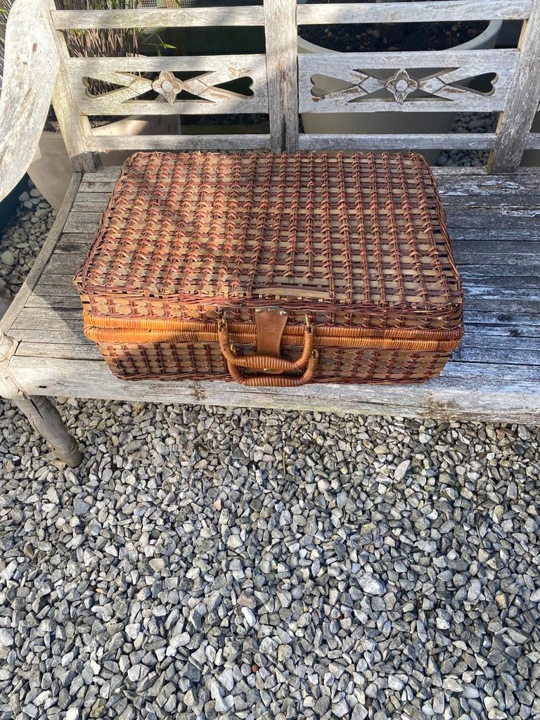 Rieten vintage picknick mand, Ophalen of Verzenden, Zo goed als nieuw