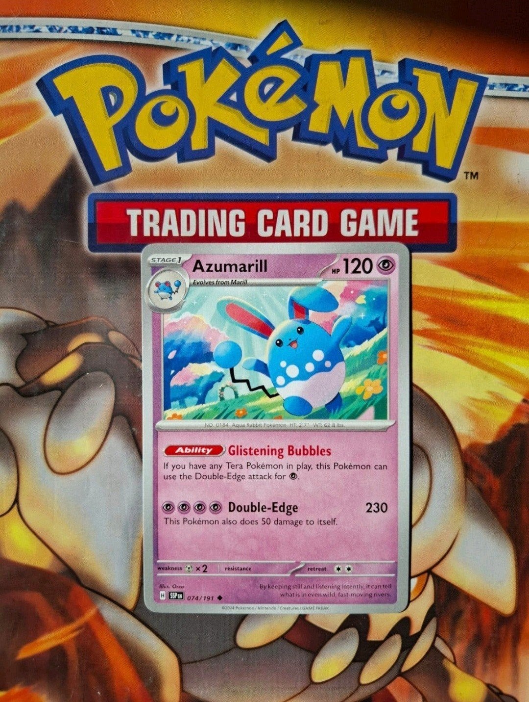 Azumarill 074/191 Surging Sparks pokemon kaart nm-mint, Ophalen of Verzenden, Zo goed als nieuw, Losse kaart