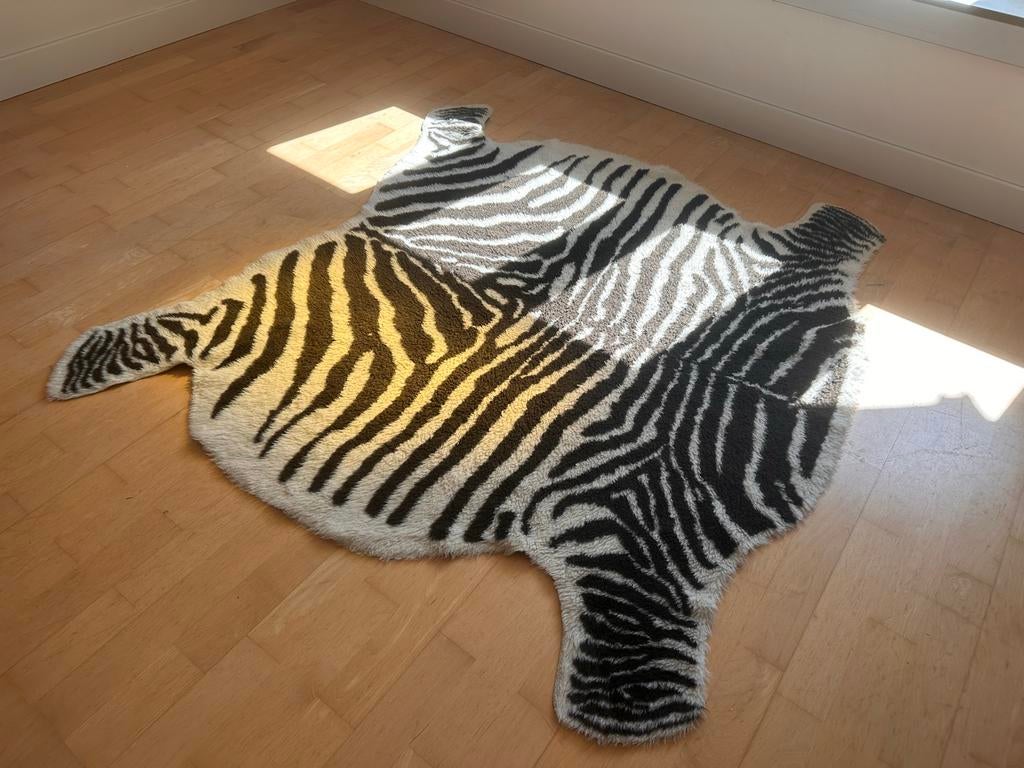 Zebraprint Vloerkleed - Zwart/Wit, Zo goed als nieuw, Ophalen, 100 tot 150 cm, Zwart, Zo goed als nieuw