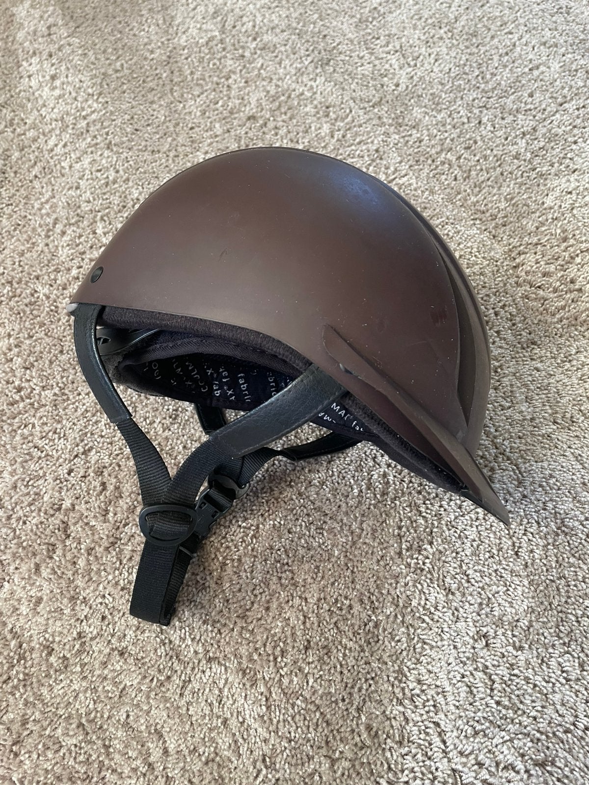 Veiligheids cap, paardrijden, Dieren en Toebehoren, Paardrijkleding, Gebruikt, Kinderen, Ophalen of Verzenden, Bruin