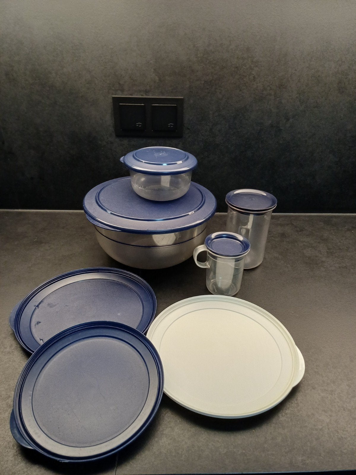 Tupperware Tafelperle set, Ophalen of Verzenden, Gebruikt, Blauw, Schaal