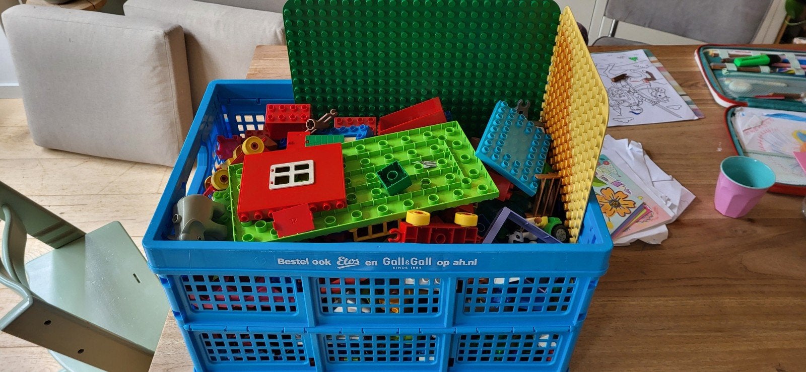 Duplo. Grote doos met diverse bouwblokken en grondplaten, Kinderen en Baby's, Ophalen, Gebruikt, Overige merken
