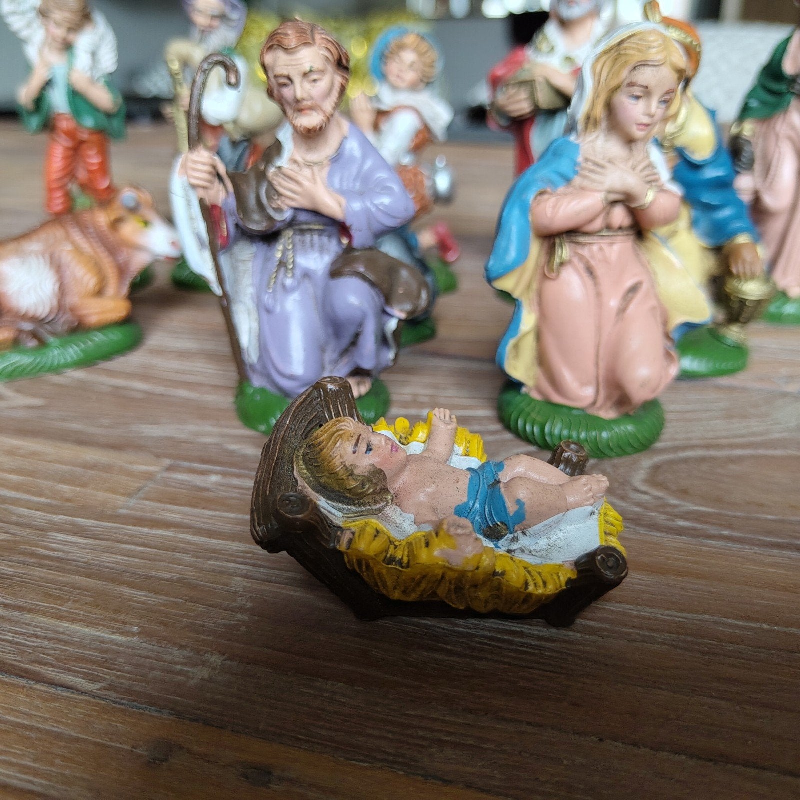Vintage kerststal beeldjes, Ophalen of Verzenden, Gebruikt