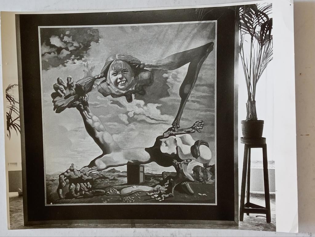 Persfoto Ary Groeneveld Pippi Langkous Dali kunstwerk, Ophalen of Verzenden