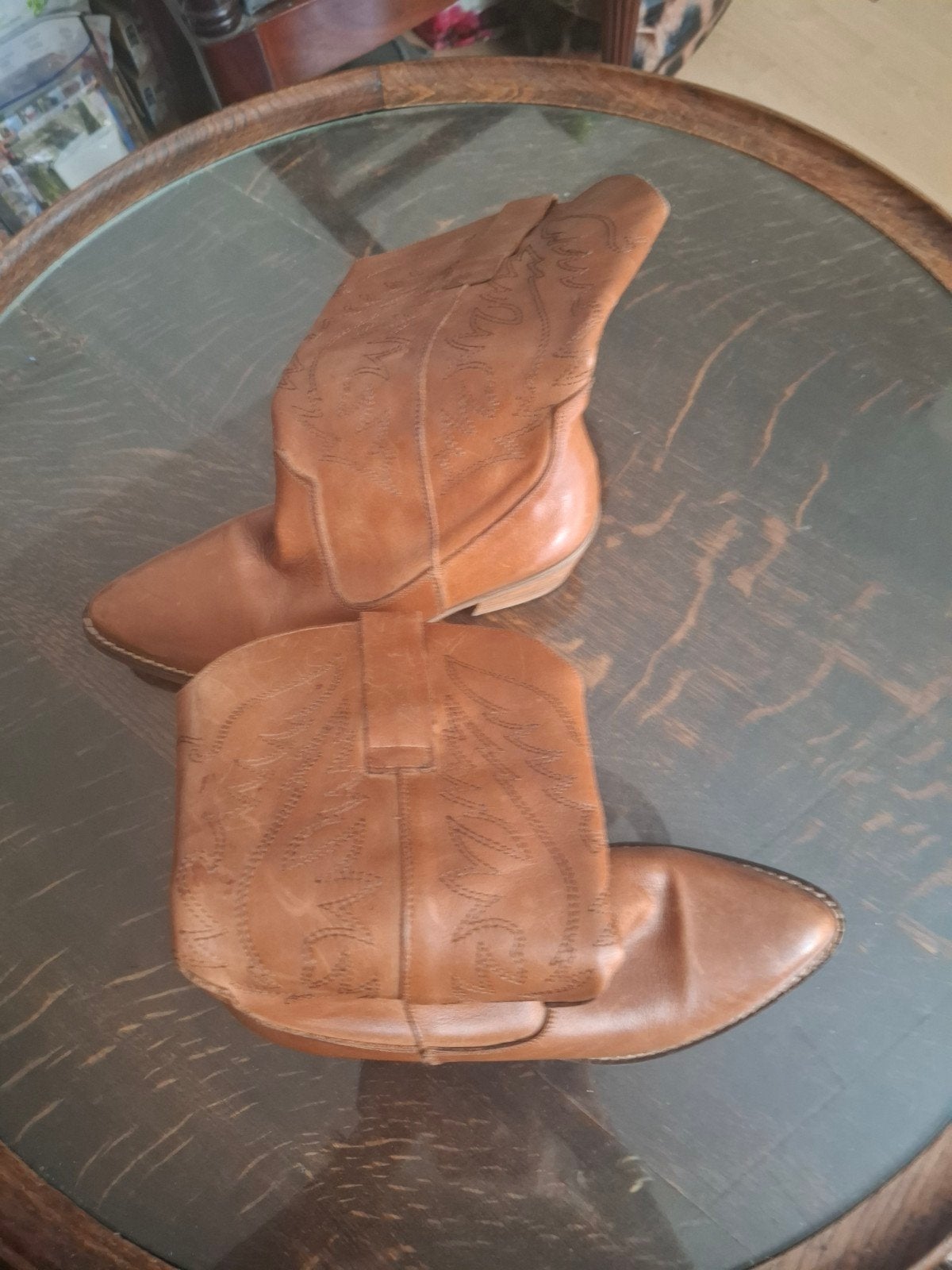 leren western laarzen mt 37, Ophalen of Verzenden, Zo goed als nieuw, Bruin, Hoge laarzen