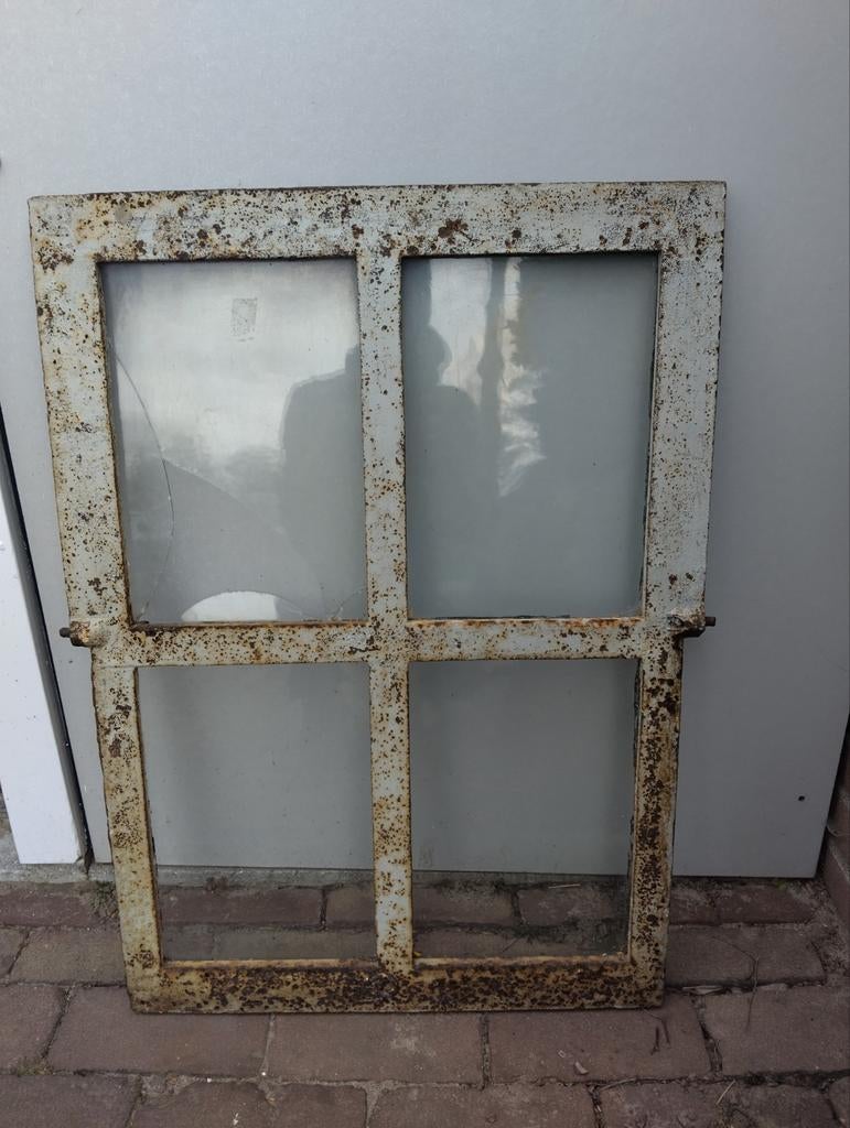 Oud raamkozijn met glas, Antiek en Kunst, Ophalen