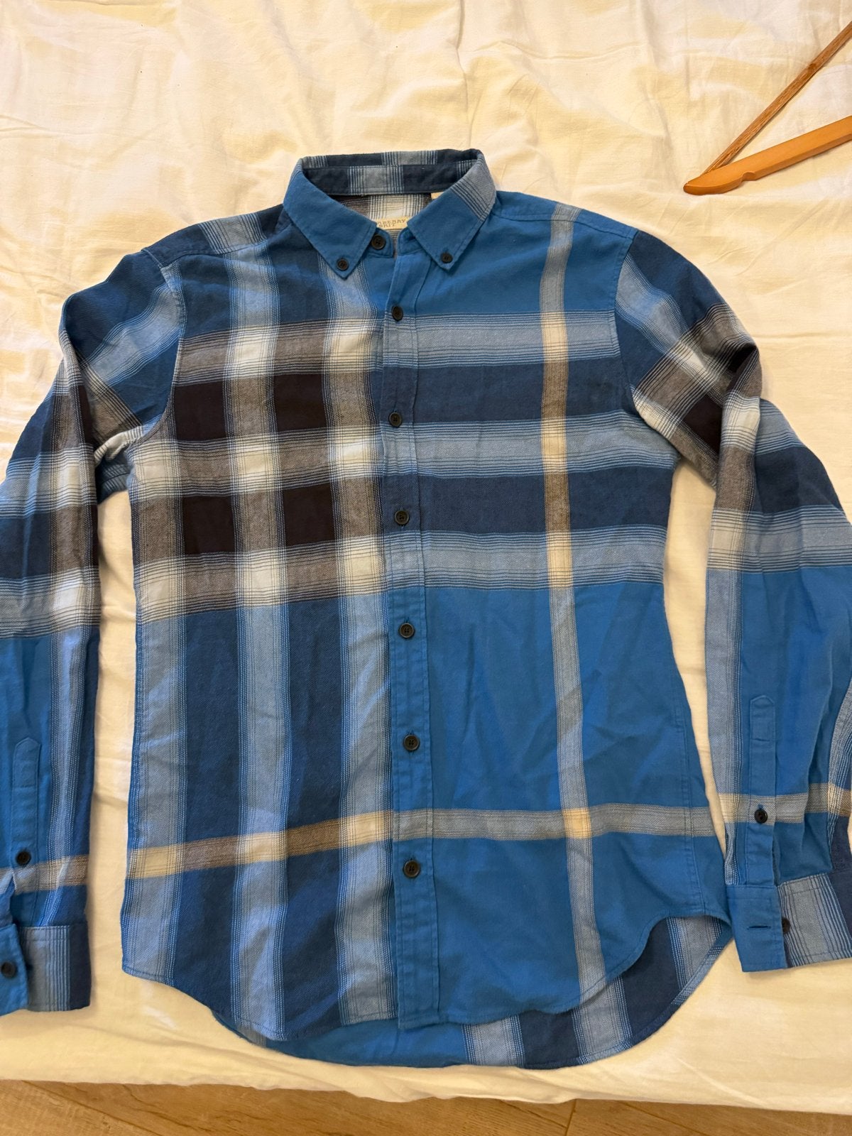 Burberry Brit Blouse Overhemd Maat S - Lange Mouwen Katoen, Ophalen of Verzenden, Zo goed als nieuw, Blauw, Halswijdte 38 (S) of kleiner