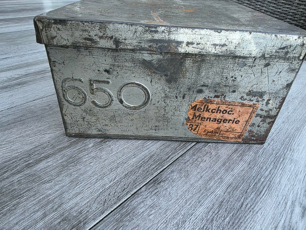 Jamin winkelblik1959,melkchocola,menagerie,vintage,fifties, Verzamelen, Blikken, Ophalen of Verzenden, Gebruikt, Overige