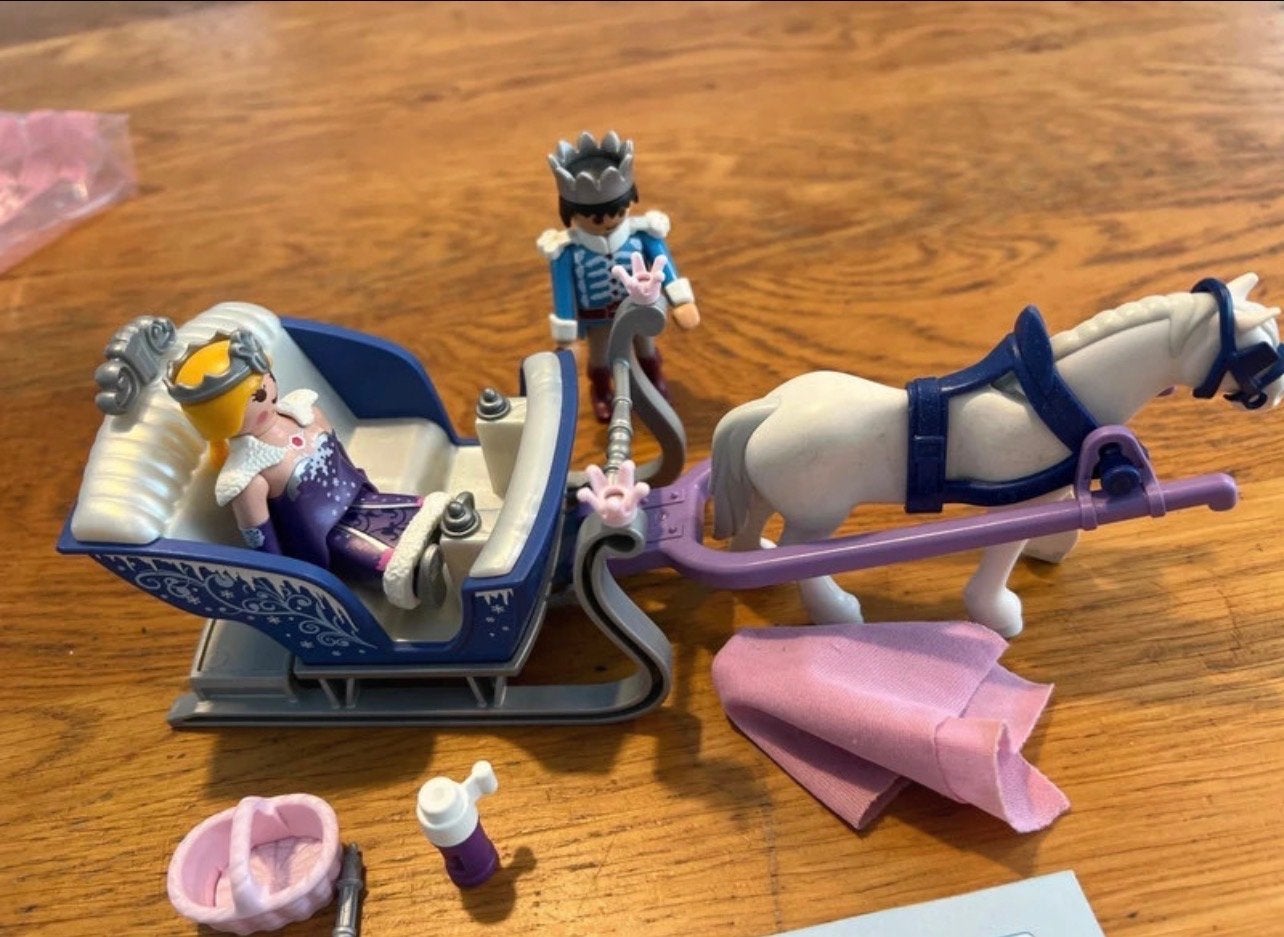 Playmobil Winterkoets met Prins en Prinses - Set 9474, Complete set, Fantasy, Voertuig, Ophalen of Verzenden