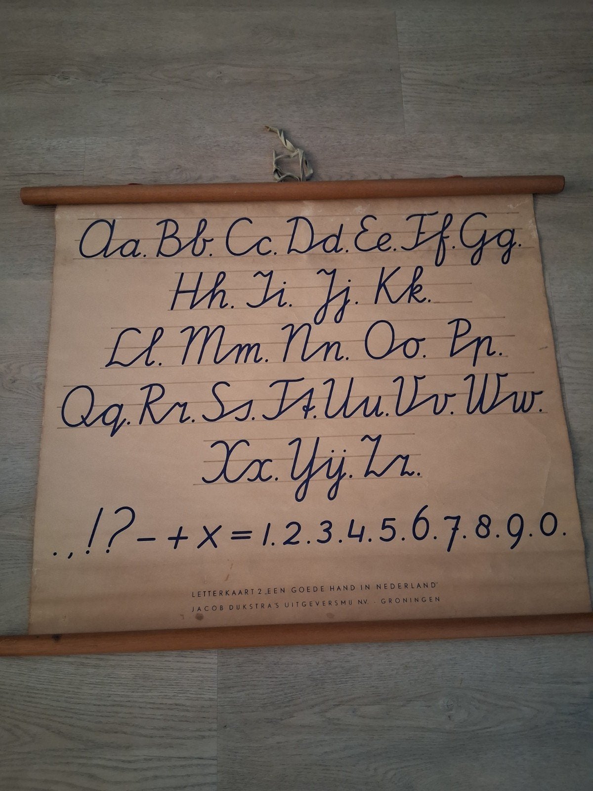 Vintage schoolposter: Schrijfschrift letters en cijfers, Antiek en Kunst, Ophalen