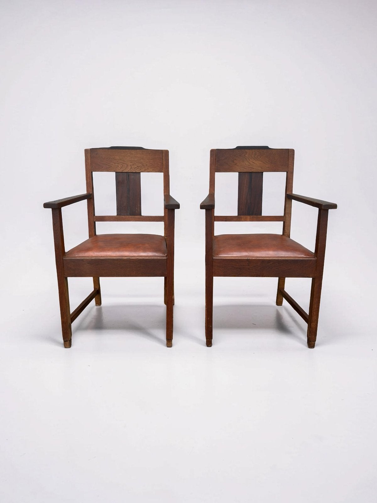 2x Art Deco / Amsterdamse School stoelen, Ophalen, Twee, Bruin, .
