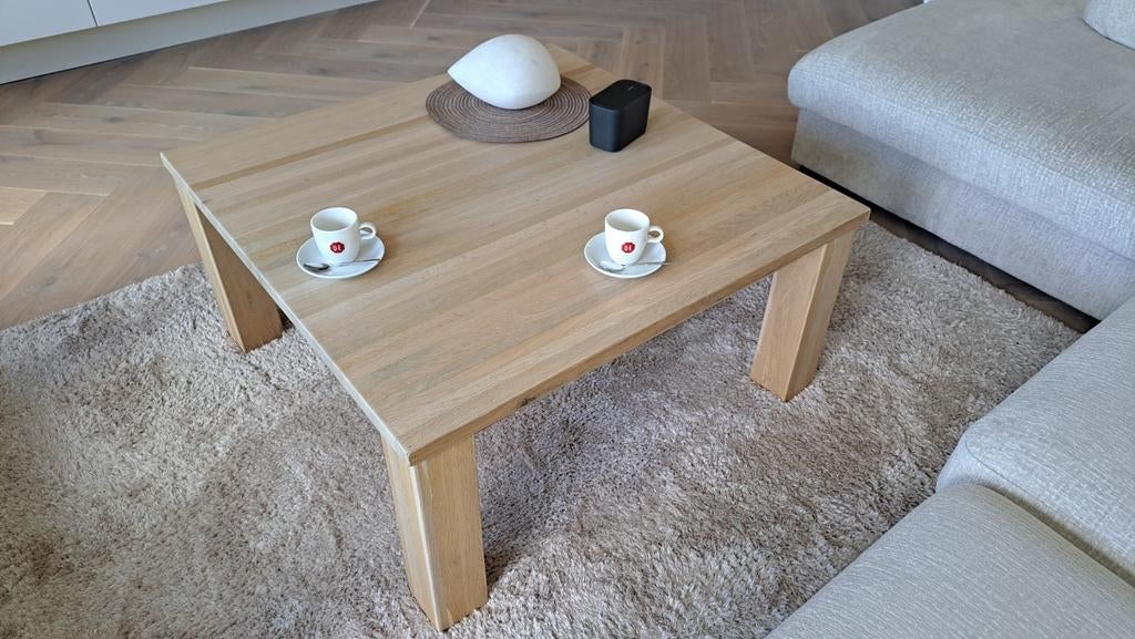 Massief houten salontafel - vierkant, Ophalen, 50 tot 100 cm, 50 tot 75 cm, Vierkant