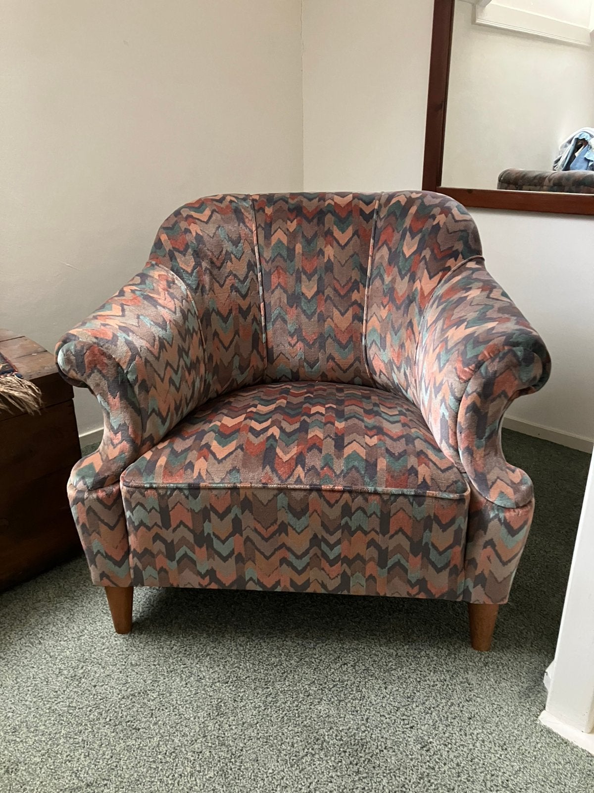 Damesfauteuil met art deco-bekleding, Huis en Inrichting, Ophalen, Zo goed als nieuw, 75 tot 100 cm
