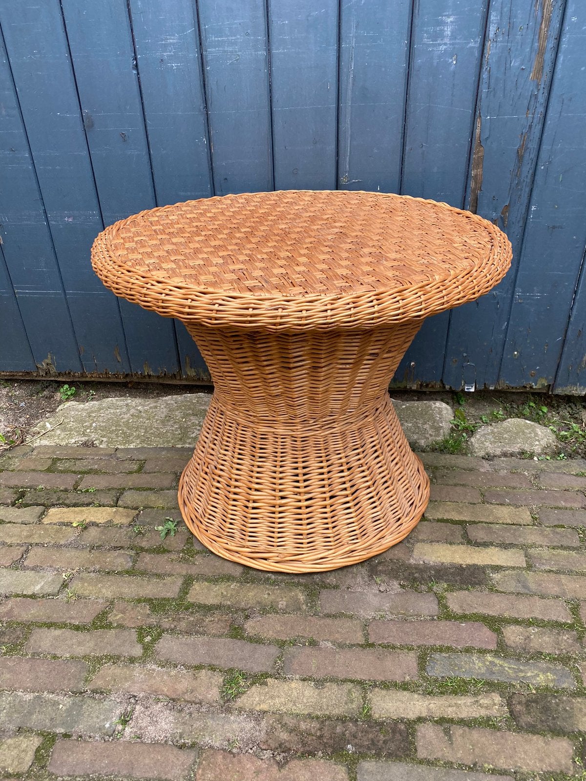 Rotan koffietafel , rond , jaren 70