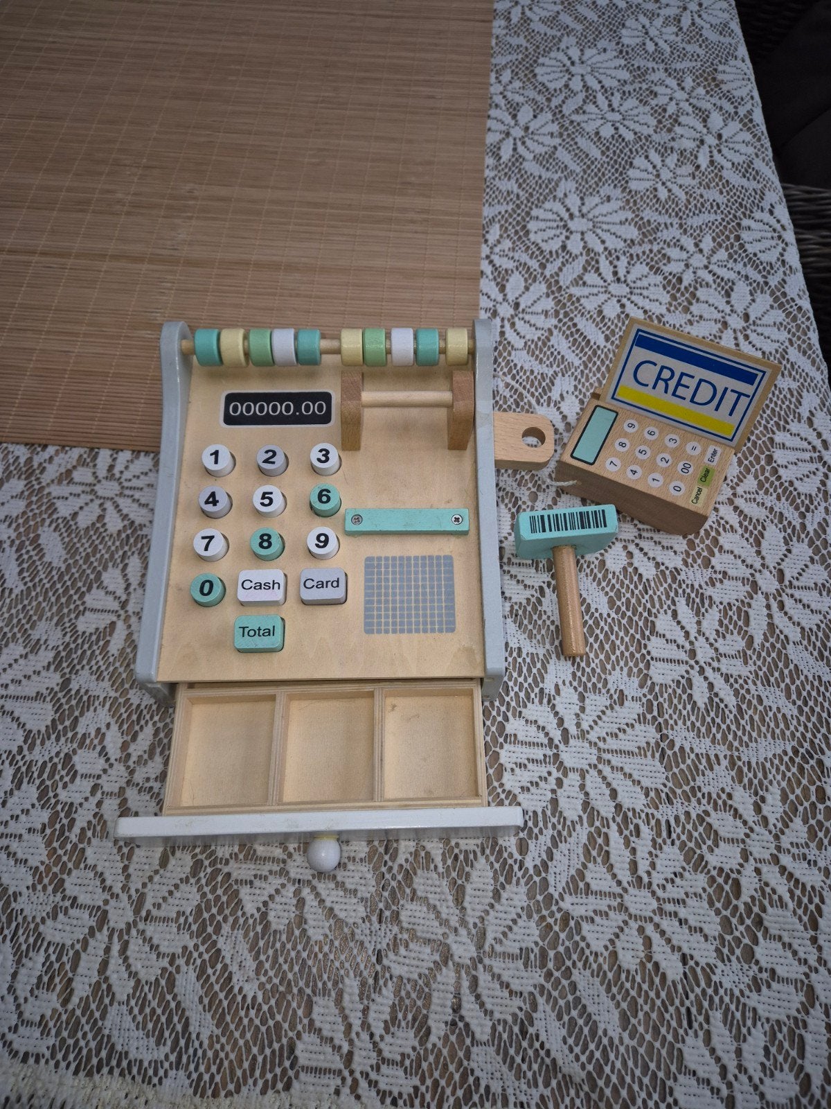 Houten speelgoed kassa met accessoires, Ophalen of Verzenden