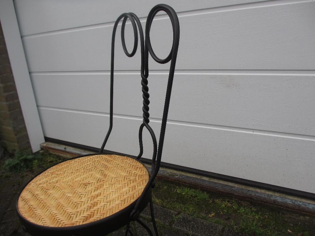 Vintage "ice cream parlor chair" / metalen stoel jaren 20, Ophalen, Gebruikt, Zwart, Metaal