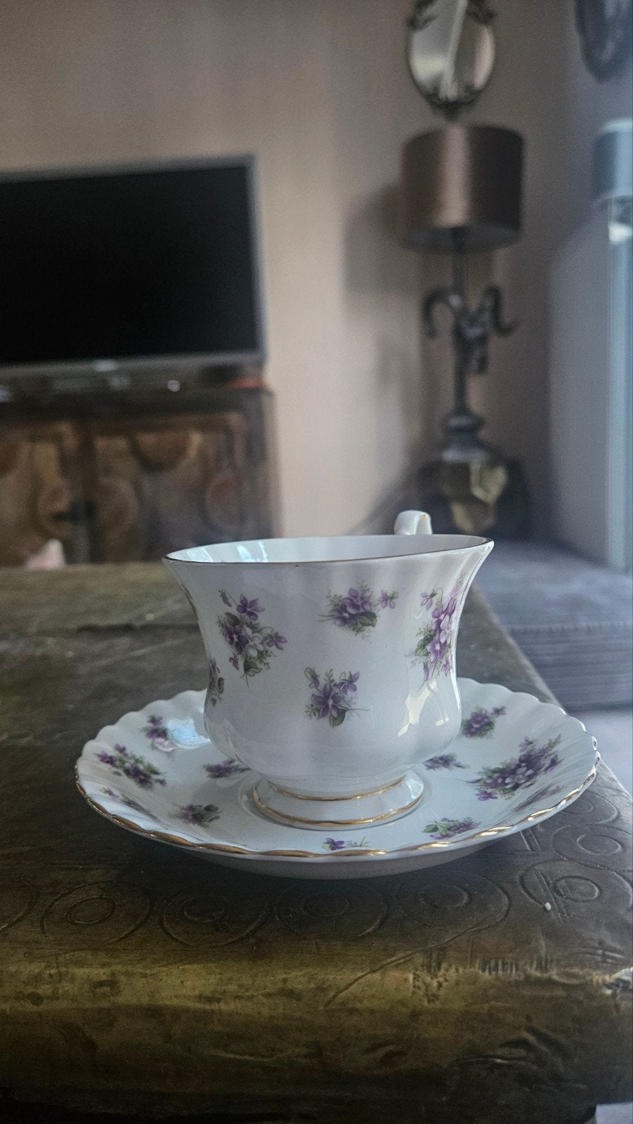 Royal Albert Sweet Violets Theekopjes en Schotels 3x, Ophalen of Verzenden