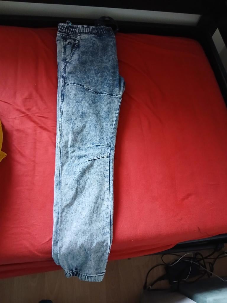Stoere acid wash jeans jogger - Maat W32, Onbekend, Blauw, W32 (confectie 46) of kleiner, Ophalen of Verzenden